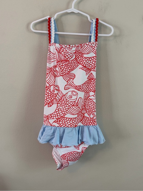 The Beaufort Bonnet Company Other - The Beaufort Bonnet x Dorothy Draper Red Fish Print Ruffle One-Piece Swimsuit
